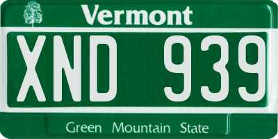 VT license plate XND939