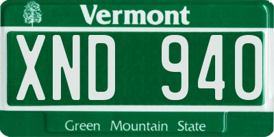 VT license plate XND940