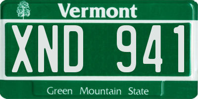 VT license plate XND941