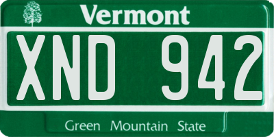 VT license plate XND942