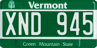 VT license plate XND945