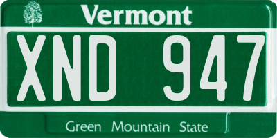 VT license plate XND947