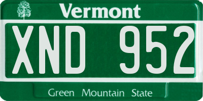 VT license plate XND952