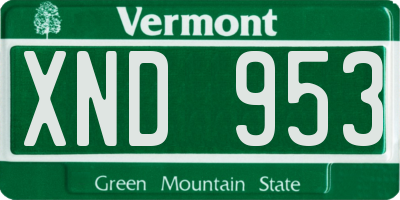 VT license plate XND953