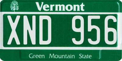 VT license plate XND956