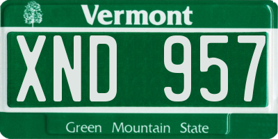 VT license plate XND957
