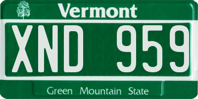 VT license plate XND959