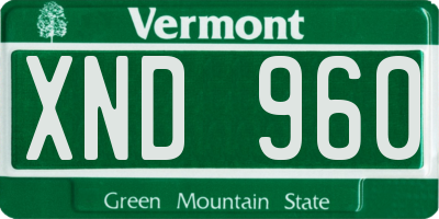 VT license plate XND960
