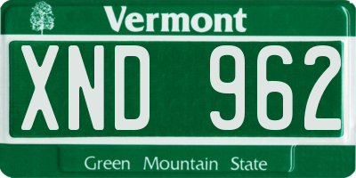 VT license plate XND962