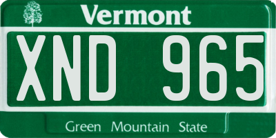 VT license plate XND965