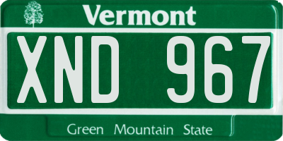 VT license plate XND967