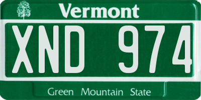 VT license plate XND974
