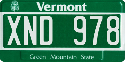 VT license plate XND978