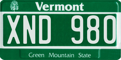 VT license plate XND980