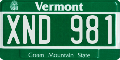 VT license plate XND981