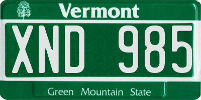 VT license plate XND985