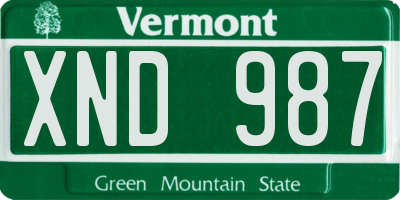 VT license plate XND987