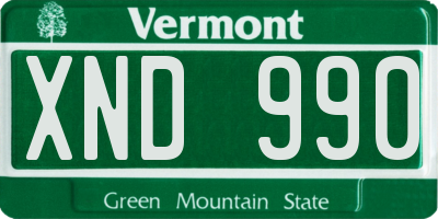 VT license plate XND990