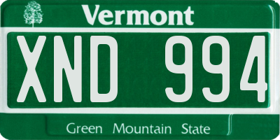 VT license plate XND994