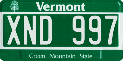 VT license plate XND997