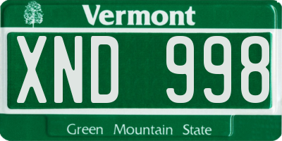 VT license plate XND998