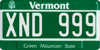 VT license plate XND999