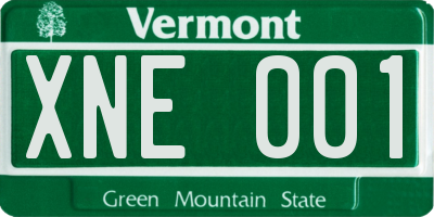 VT license plate XNE001