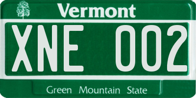 VT license plate XNE002