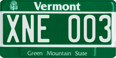 VT license plate XNE003