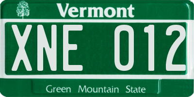 VT license plate XNE012