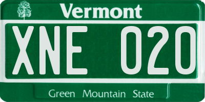 VT license plate XNE020