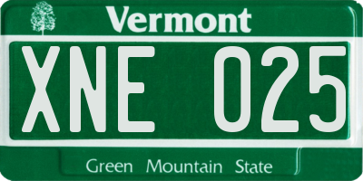 VT license plate XNE025