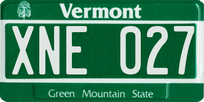 VT license plate XNE027