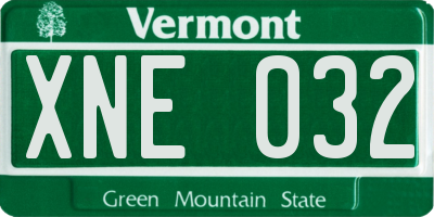 VT license plate XNE032