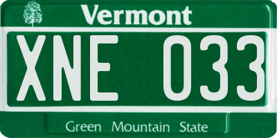 VT license plate XNE033