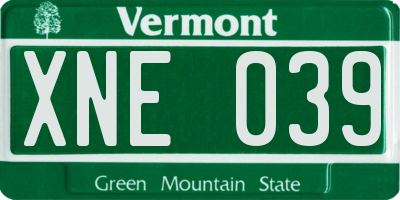 VT license plate XNE039