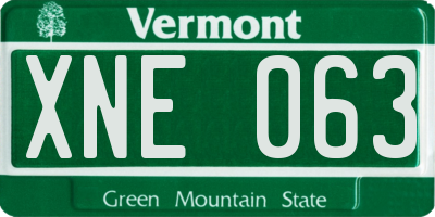 VT license plate XNE063