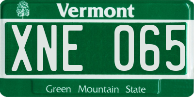 VT license plate XNE065