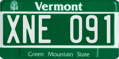 VT license plate XNE091