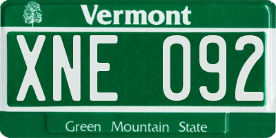 VT license plate XNE092