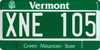 VT license plate XNE105