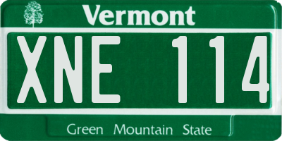 VT license plate XNE114