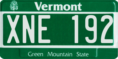 VT license plate XNE192