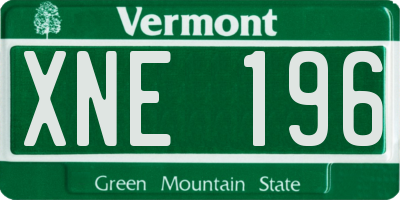 VT license plate XNE196