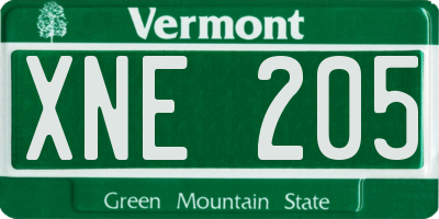 VT license plate XNE205