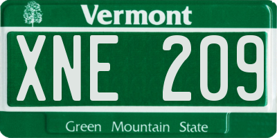 VT license plate XNE209