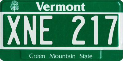 VT license plate XNE217