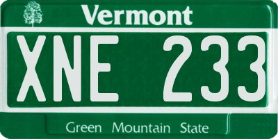 VT license plate XNE233