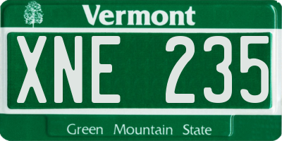 VT license plate XNE235