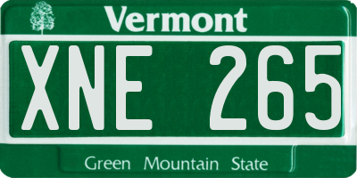 VT license plate XNE265